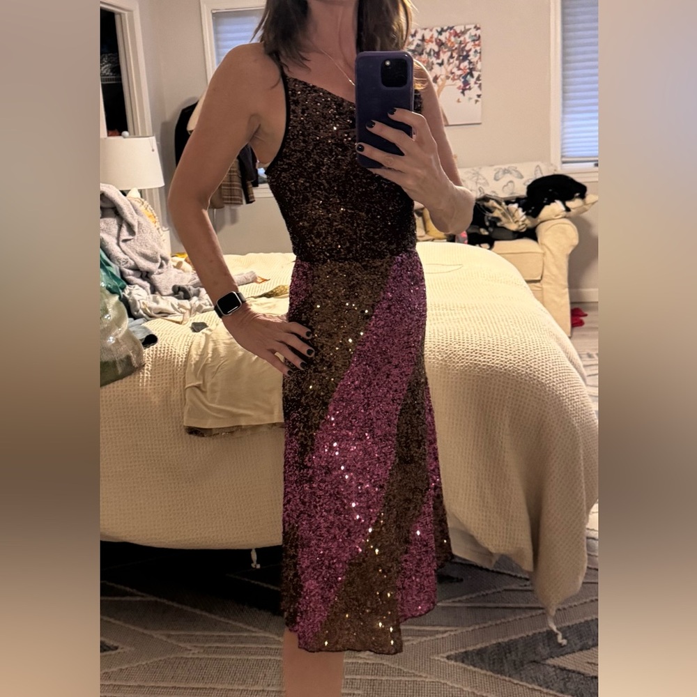 Bl-nk Rossellini violet sequence dress